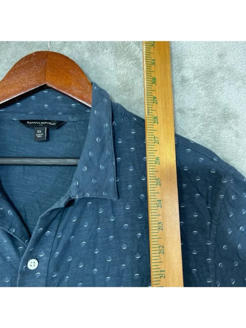 Banana Republic Men's XL Blue Pattern Short Sleeve Button-Up Shirt Cotton C0901